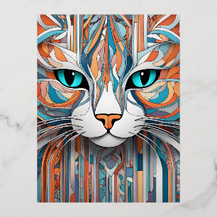 Postal Festiva Con Relieve Metalizado Este hermoso arte vector de gatos es el aditivo pe