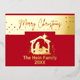 Postal Festiva Con Relieve Metalizado Estrella de Belén Navidades de Natividad Oro y Roj