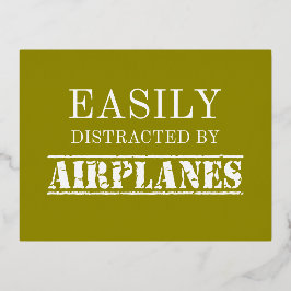 Postal Festiva Con Relieve Metalizado Fácilmente Distraído Por El Aviador Piloto