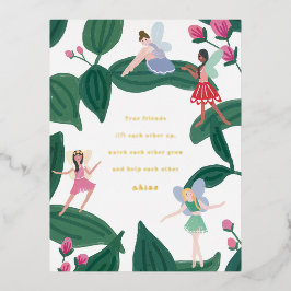 Postal Festiva Con Relieve Metalizado Fe de jardín Valentine