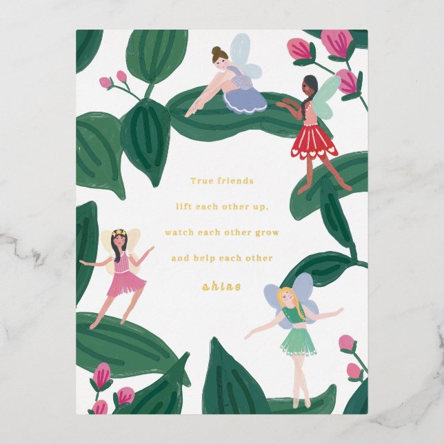 Postal Festiva Con Relieve Metalizado Fe de jardín Valentine (Anverso)