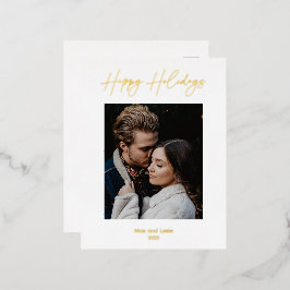 Postal Festiva Con Relieve Metalizado Felices Fiestas Guiadas Elegante