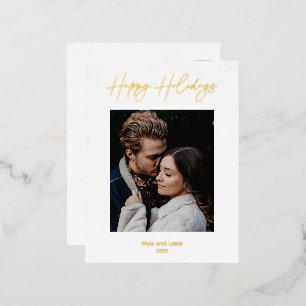 Postal Festiva Con Relieve Metalizado Felices Fiestas Guiadas Elegante