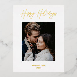 Postal Festiva Con Relieve Metalizado Felices Fiestas Guiadas Elegante