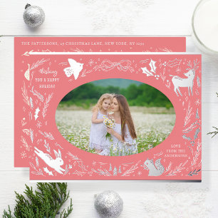 Postal Festiva Con Relieve Metalizado Felices fiestas Navidades Foto de Woodland Doodle