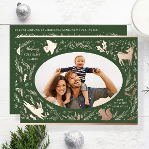 Postal Festiva Con Relieve Metalizado Felices fiestas Navidades Foto de Woodland Doodle