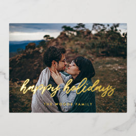 Postal Festiva Con Relieve Metalizado Felices Fiestas Tipografía moderna foto