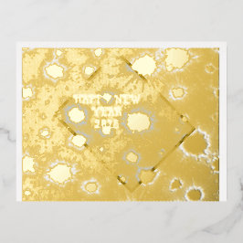 Postal Festiva Con Relieve Metalizado Feliz Año Nuevo.