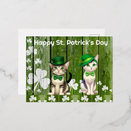 Postal Festiva Con Relieve Metalizado Feliz Día de San Patricio