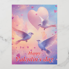 Postal Festiva Con Relieve Metalizado Feliz Día de San Valentín