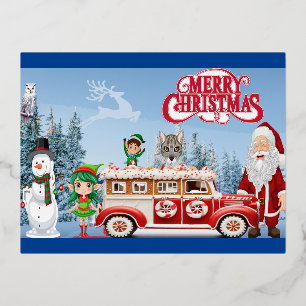 Postal Festiva Con Relieve Metalizado Feliz Navidad