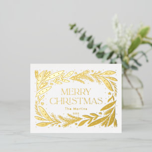 Postal Festiva Con Relieve Metalizado Feliz Navidad