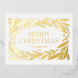 Postal Festiva Con Relieve Metalizado Feliz Navidad