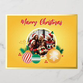 Postal Festiva Con Relieve Metalizado Feliz Navidad