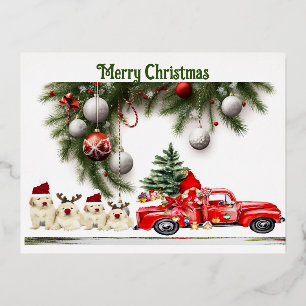 Postal Festiva Con Relieve Metalizado Feliz Navidad