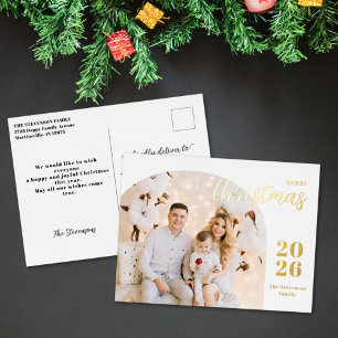 Postal Festiva Con Relieve Metalizado Feliz Navidad 1 foto arco moderno minimalista