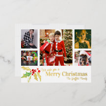 Feliz Navidad 6 fotos blanco rojo oro holgado