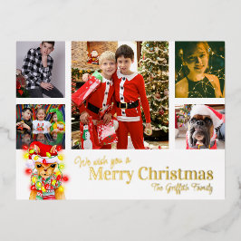 Postal Festiva Con Relieve Metalizado Feliz Navidad 6 fotos oro blanco linda llama