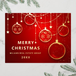 Postal Festiva Con Relieve Metalizado Feliz Navidad Corporativa Greeuse Gold