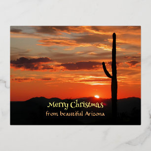 Postal Festiva Con Relieve Metalizado Feliz Navidad desde la hermosa Arizona