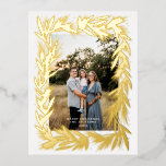 Postal Festiva Con Relieve Metalizado Feliz Navidad Golden Wreath<br><div class="desc">Tarjeta navidad de navidad dorada de navidad</div>