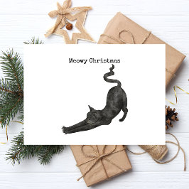 Postal Festiva Con Relieve Metalizado Feliz Navidad Meowy