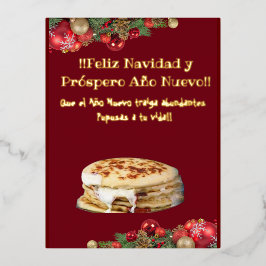 Postal Festiva Con Relieve Metalizado Feliz Navidad Navidades al Comelón de Pupusas I