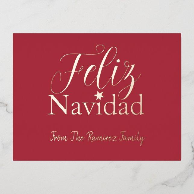 Postal Festiva Con Relieve Metalizado Feliz Navidad, Navidades modernos (Anverso)