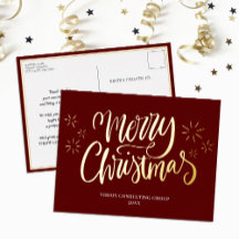 Feliz Navidad Red Gold Calligraphy Business