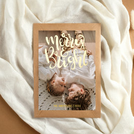 Postal Festiva Con Relieve Metalizado Feliz y brillante, qué año foto Navidades de presu