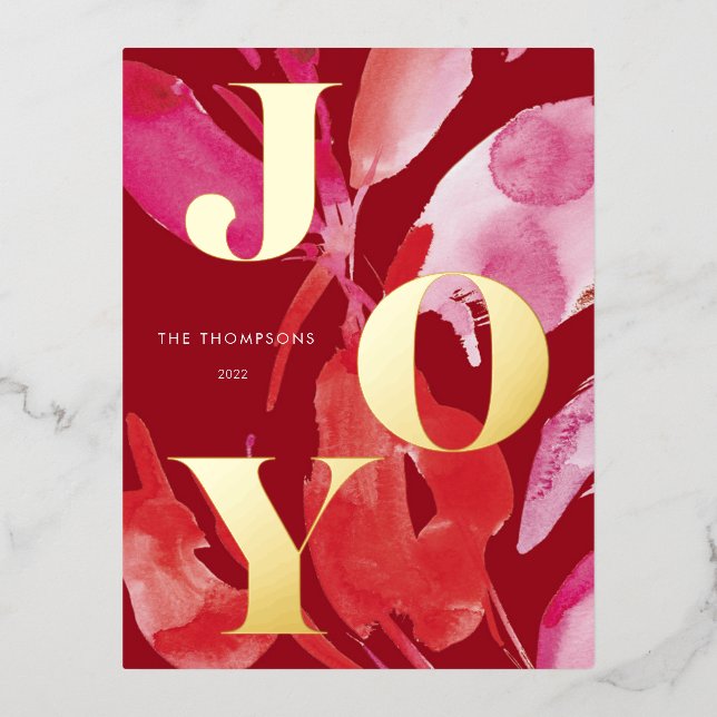 Postal Festiva Con Relieve Metalizado Feriado de Alegría Negra Rosa y Roja (Anverso)