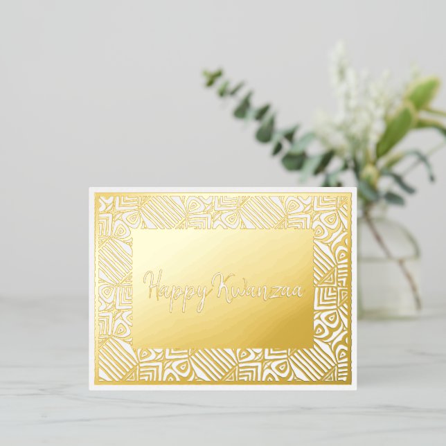 Postal Festiva Con Relieve Metalizado Festividad afroamericana del patrimonio negro Kwan (Anverso de pie)