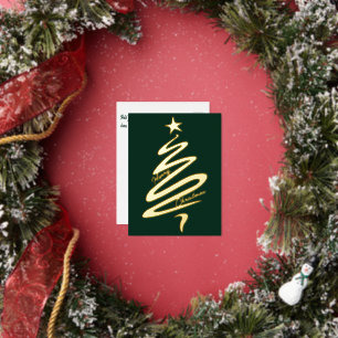 Postal Festiva Con Relieve Metalizado Festividad de árbol de Navidad resumen moderno
