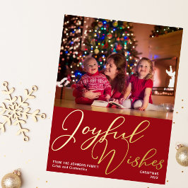 Postal Festiva Con Relieve Metalizado Festividades Red Joyful Wiers Navidades Foto Oro