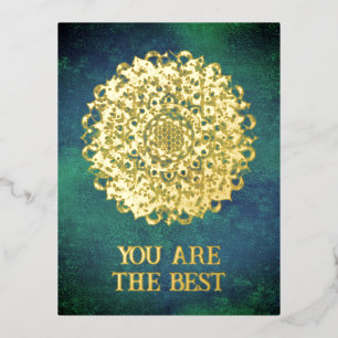 Postal Festiva Con Relieve Metalizado Flor de la Vida - Mandala Estilo India 2