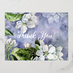 Postal Festiva Con Relieve Metalizado Flor de manzano