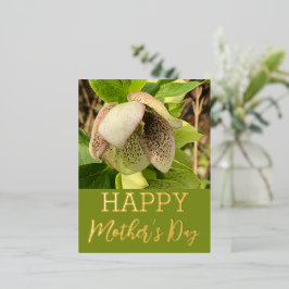 Postal Festiva Con Relieve Metalizado Flor floreciente feliz Día de la Madre Oro Real