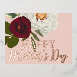 Postal Festiva Con Relieve Metalizado Floral florece feliz Día de la Madre Oro Real