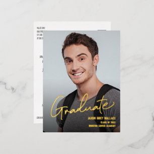 Postal Festiva Con Relieve Metalizado Foto de graduado universitario en Licenciatura en