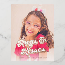 Postal Festiva Con Relieve Metalizado Foto de Groovy Rosa Gold El día de San Valentín