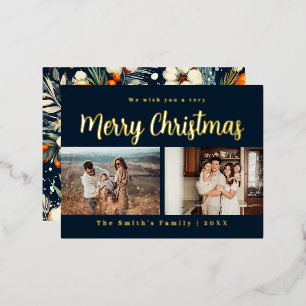 Postal Festiva Con Relieve Metalizado foto de Navidad