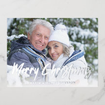 Foto de Navidad de invierno con letra de pincel mo