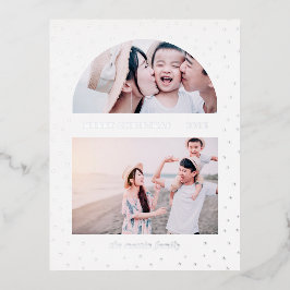 Postal Festiva Con Relieve Metalizado Foto de Navidad en Globo Nevado