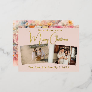 Postal Festiva Con Relieve Metalizado Foto de navidades