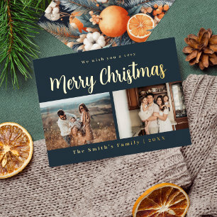 Postal Festiva Con Relieve Metalizado Foto de navidades