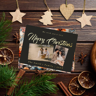 Postal Festiva Con Relieve Metalizado Foto de navidades