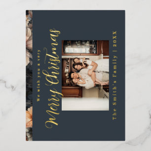 Postal Festiva Con Relieve Metalizado Foto de navidades