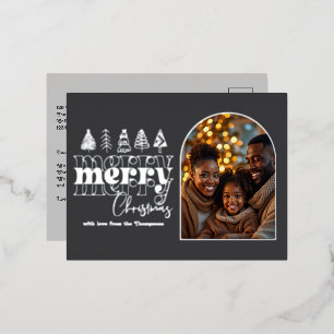 Postal Festiva Con Relieve Metalizado Foto de Navidades de gráfica gránulos y perlas de