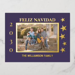 Postal Festiva Con Relieve Metalizado Foto de una familia púrpura Feliz Relieve metaliza