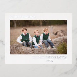 Postal Festiva Con Relieve Metalizado Foto familiar personalizada